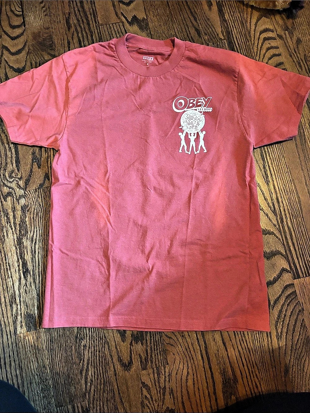 Obey Studios Disco Ball Graphic T-Shirt Red Small